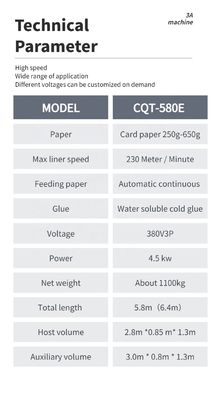 Velocidad de trabajo 230m/min Máquina de moldeado de papel 3ACQ 580E Máquina de pegamento plegable de alta velocidad